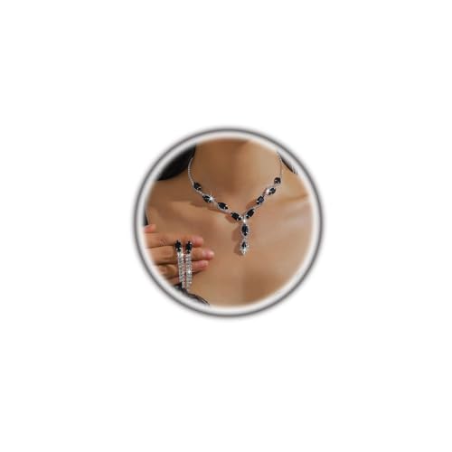 FUTIMELY Silver Rhinestone Prom Jewelry Set for Women,Black Glitter Crystal Chain Choker Necklace Cz Drop Earring for Wedding Bridal,Formal Costume Accessories (Black)