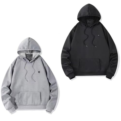 Proptmiina - Unisex Heated Hoodie, Heated Pullover Hoodie (Color : Black, Size : Large)2