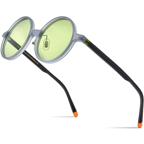 Image of HEPIDEM Acetate Vintage Retro Round Polarized Sunglasses for Men UV400 UV Protection Sun Glasses