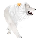 Dog Lion Mane Costume - Realistic Mane with Ears for Medium to Large Sized Dogs, Pet Halloween Costumes Birthday Party Cosplay Apparel