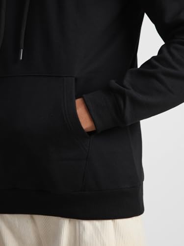 Image of Veirdo Cotton Fleece Regular Fit Hooded Sweatshirt Lastest Back Graphic Printed Winter Hoodies for Men (Available Colors: Marine Green, Marshmellow, Black, SOYA Bean, Orange & Blue)