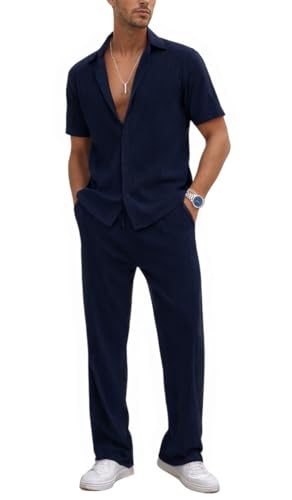 TYSORT Men's Summer 2‑Piece Casual Button‑Down Shirt & Loose Beach Pants Set – 60% OFF Deal