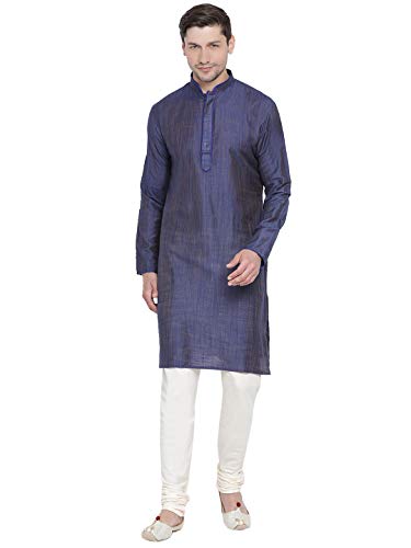 Image of VASTRAMAY Men's Beige Cotton Kurta and Pyjama Set