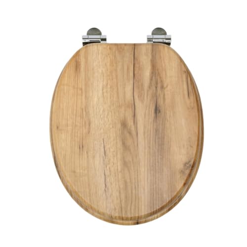 SAINOS MDF-Toilettensitz mit Soft-Close-Mechanismus, O-förmiger Toilettensitz mit verstellbaren Scharnieren aus Zinklegierung Verhindert Rostbildung, 180kg Tragkraft Ergonomisches Design