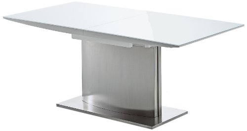 Robas Lund Helio HW Columna Mesa Acero Inoxidable 180/240 x 76 x 90 cm, Color Blanco