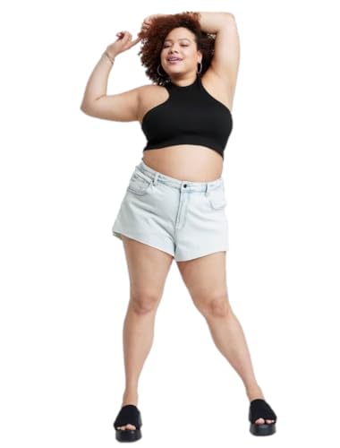 Wild Fable Light Wash High-Rise Cheeky Jean Shorts, 17.3 Inch Inseam, Cotton Blend