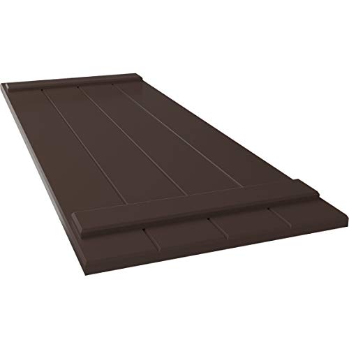 Ekena Millwork 21 1/2"W x 39"H True Fit PVC Four Board Joined Board-n-Batten Shutters, Raisin Brown (Per Pair - Hardware Not Included) by Ekena Millwork - Used condition - Image 6
