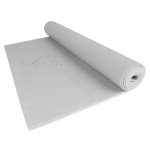 ProsourceFit Classic Yoga Mat Thick 1/8-inch (3mm) Thick, Extra Long 72-inch Lightweight Non-Slip Surface for Fitness, Pilates, or Yoga Exercise, Gray
