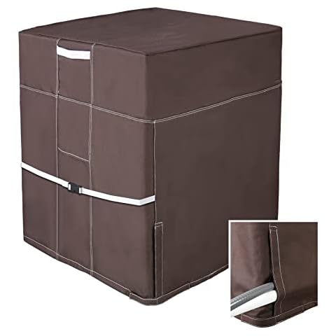 GCGOODS Air Conditioner Covers for Outside Units, Square Heavy Duty AC Cover for Outdoor Central Units, Brown (24" L x 24" W x 30" H) Cover