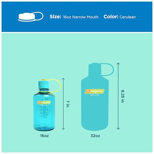 Image of Nalgene 16 oz Narrow Mouth Water Bottle, Cerulean