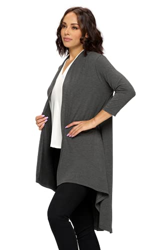 Image of Women's 3 /4 Sleeve Soft Open Front Casual Flowy Long Viscose Made from Bamboo Cardigan