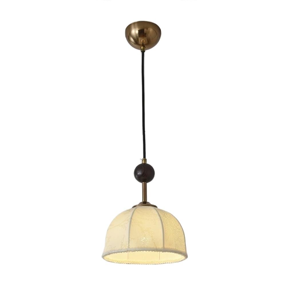 Lustre rétro français en fer suspension E27 abat-jour tissu salle à manger chambre