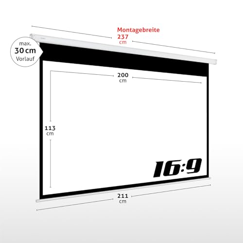 ESMART Economy EXM ekran silnikowy 237 cm obraz 200 x 113 cm (90") | format 16:9 | pilot zdalnego sterowania | kino domowe elektryczny rzutnik ekran projekcyjny silnik płótno LCD