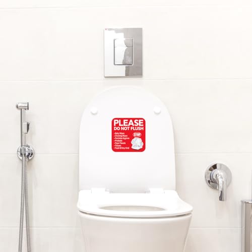 Image of Please Do Not Flush Stickers Vinyl Sign Inch Reminder for Toilet Bathroom Wall Home Public Restroom Self Adhesive Waterproof Decal 9Pcs Skateboard Car Water