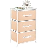 mDesign Mesita de Noche con 3 cajones – Cajoneras para armarios Fabricadas en Tela, Metal y MDF – Cómoda pequeña Decorativa para el Dormitorio o el salón – Naranja y Blanco