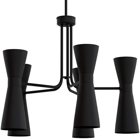 Hunter - Zola 10-Light Matte Black, Large Chandelier, Dimmable, Formal Style, Pharmacy Shaped, for Bedrooms, Kitchens, Dining, Living Rooms - 19896