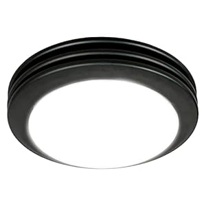 Akicon Ultra Quiet Bathroom Exhaust Fan with LED Light 80CFM 2.0 Sones Round Bathroom Ventilation Fan with Frosted Glass Cover Matte Black Finish (Matte Black)