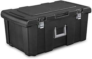 Sterilite 18429001 Footlocker, Black w/ Titanium Handle & Galvanized Steel Latches, 1-Pack