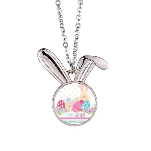 Collier pendentif œuf de Pâques coloré en émail avec chaîne ajustable