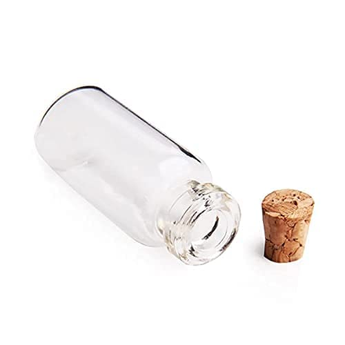 12pcs Tiny Clear Glass Wish Bottles with Cork Stopper, 1ml Mini Message Vials, Empty Small Containers for Crafts & Decorations (4CM)