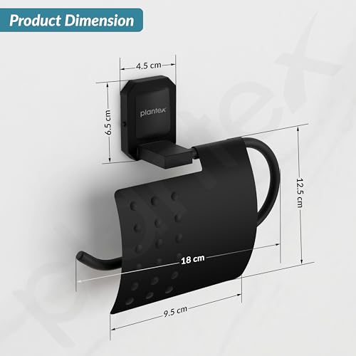 Image of Plantex 304 Grade Stainless Steel Tissue /Toilet Paper roll Holder Stand for washroom /Bathroom Accessories - Cute (Black)