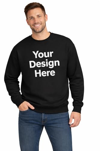 BILLIONHATS 1 Pack Custom Crewneck Sweatshirt for Men & Women Personalized Sweatshirts with Photo Logo or Text Printed Front & Back Medium