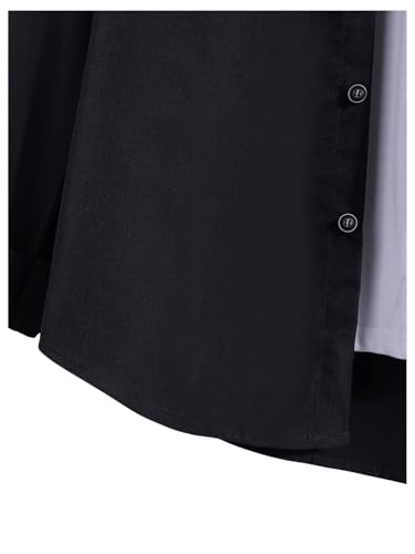 OYOANGLE Men's Colorblock Plaid Print Button Down Long Sleeve Pocket Collared Shirts Top4