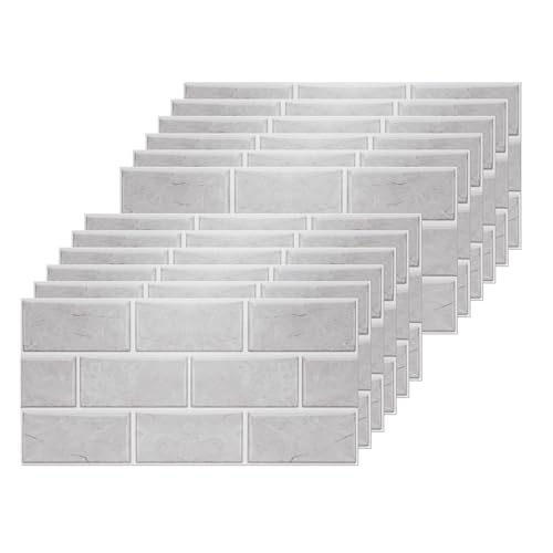 12 Piezas Cenefa Adhesiva Cocina, Azulejos Adhesivos Cocina, Vinilo Cocina, Vinilo Adhesivo pared Adecuado para Cocinas, Baños, Arte Mural y Decoración de Interiores(Gris)