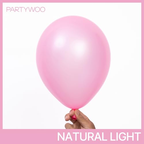 Image of PartyWoo Pearl Pink Balloons 140pcs Different Sizes of 18 12 10 5 Inch Light Pastel Baby Pink Balloon Arch Kit Garland for Girl Baby Shower Princess Gender Reveal Birthday Party Decorations Pink-Z44