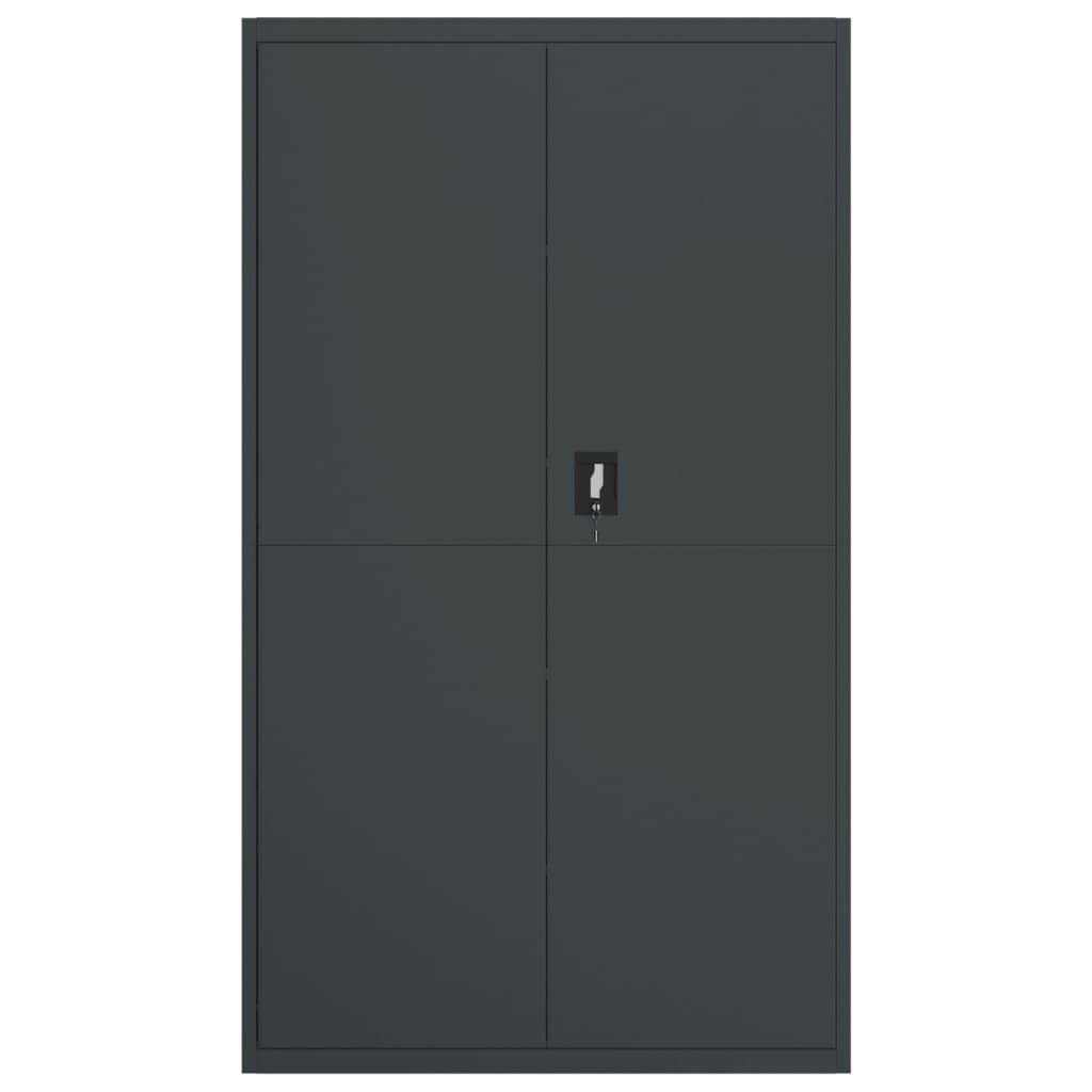 Armadietto portadocumenti antracite in acciaio verniciato a polvere, 105 x 40 x 180 cm, 4 ripiani, porta a battente richiudibile, per ufficio, home office, archivio, cartelle, documenti e