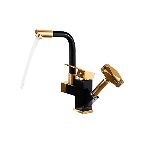Robinet d'évier de cuisine extractible et rotatif eau chaude froide