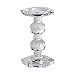 Benjara 7 Inch Candle Holder, Crystal Glass Solid Turned Pillar, Clear