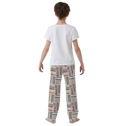 Tribal Geometry Print Boys Long Pants Soft Trousers Elastic Waist Kids Lounge Bottoms with Pockets S-XL3