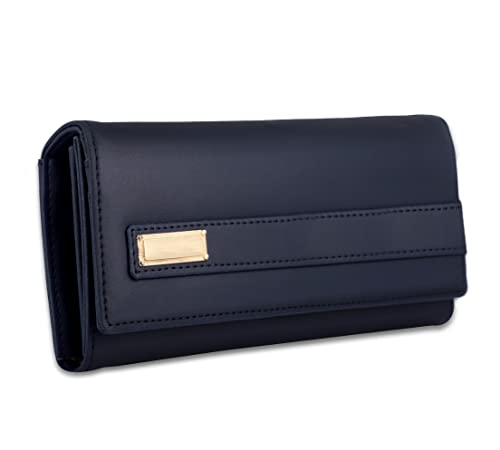 Image of ALSU Women's Hand Wallet Purse Clutch | Phone Pocket | Coin Compartment | Credit Card Slots| Zipper Pocket| Office use| Casual use| Faux Leather (Blue)