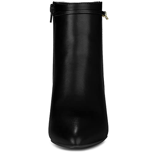 Allegra K Women's Stiletto Heels Pointed Toe Side Zip Black Ankle Boots 8 M Us #TOP26