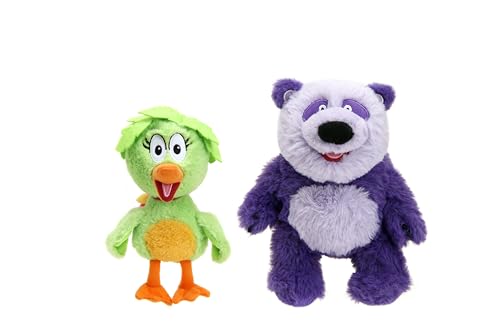 Image of Jada Toys Donkey Hodie 8" Sound Plush Twin Pack - Purple Panda & Duck Duck - Squeeze for Phrases from Preschool Show Donkey Hodie - Ages 3+