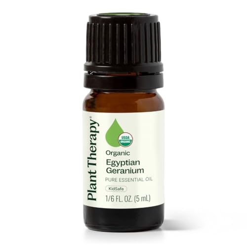 Plant Therapy Organic Egyptian Geranium Essential Oil 100% Pure USDA Certified Organic Undiluted Natural Aromatherapy Therapeutic Grade 5 mL (1/6 oz)