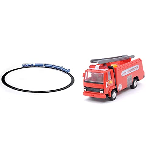 Image of Centy Toys Plastic Indian Passenger Train with Coaches & Railway Track, Pack of 19, Multicolour & Centy Fire Tender-Color May Vary