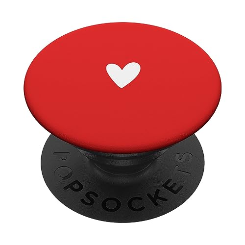 White Red Minimalist Heart PopSockets Adhesive PopGrip