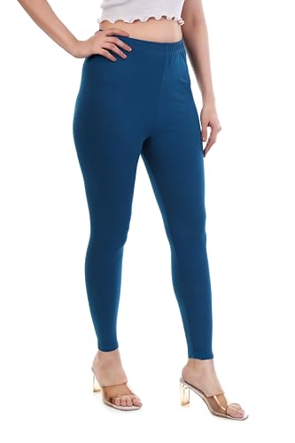 Image of TPF Women Solid Cotton Lycra Stretchable Leggings | Comfortable Ankle-Length Slim Fit Leggings for Women & Girls | Soft, Breathable Wear Bottoms