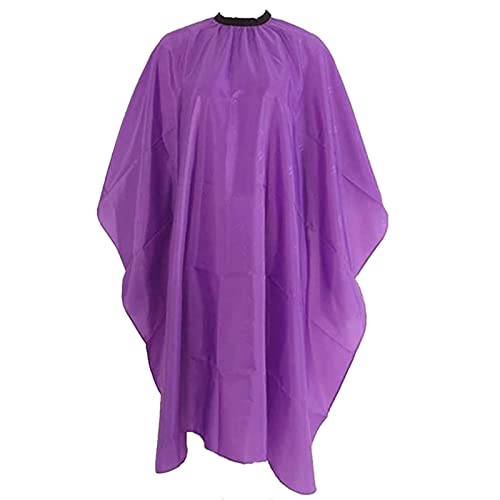 Nylon Hairdressing Cut Cape with Snap Closure Haircutting Salon Waterproof Hair Styling Cape -Purple