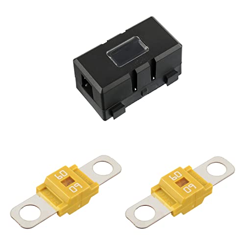 SIGANDG ANS Porte-fusible de voiture et 2 fusibles Midi boulonnés à courant élevé pour voitures, camions, véhicules (60 A Ampères) Cover