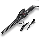 Hair Curling Wand, 0.5-1 Inch Tapered Ceramic Curling Iron, Hair Curler with 9 Temperature Settings & LCD Display for All Hair Types