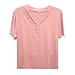 V Neck Button Up Solid Color Casual T Shirt Long Sleeve T Shirt Tee (RD2, XXL)