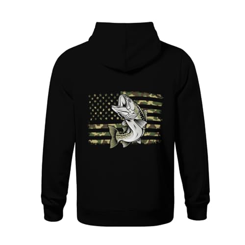Kids Fishing Camouflage US American Flag Bass Fish Fisherman Boys Girls Lightweight Kangaroo Pocket Fleece Hoodies3