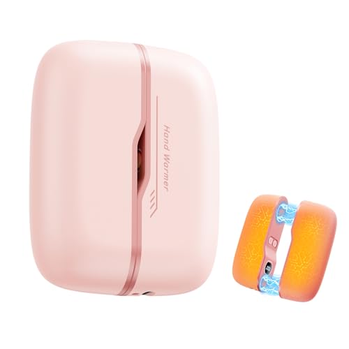 DIGIX Hand Warmers Rechargeable 2 Pack 6000mAh Electric Hand Warmers Reusable with 5 Temps and AI Smart Chip 3-Side Heating Magnetic Handwarmers with LED Display for Outdoor Camping Hunting (Pink)