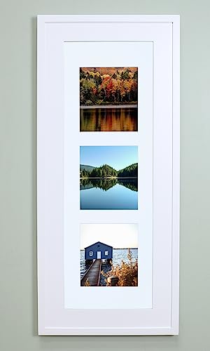 Image of 14x36 Concealed Picture Frame Medicine Cabinet Without Mirror for Bathroom, Recessed in The Wall, Made in North America, Real Wood, NO MDF, Adjustable Shelves, Hidden, White