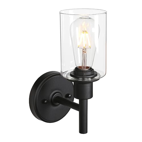 Image of Phansthy Retro Black Wall Lights Glass Wall Sconces Light