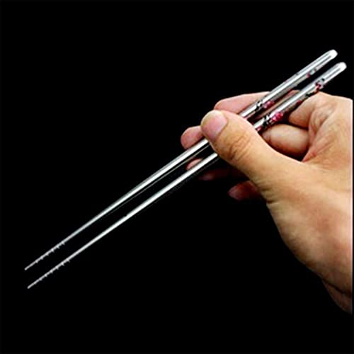 Palillos de acero inoxidable 5 pares reutilizables vajilla de cocina sushi comida 6