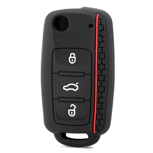 Berfea Coque de Protection en Silicone pour clé de Voiture Compatible avec VW Volkswagen Tiguan Golf Polo Jetta Passat